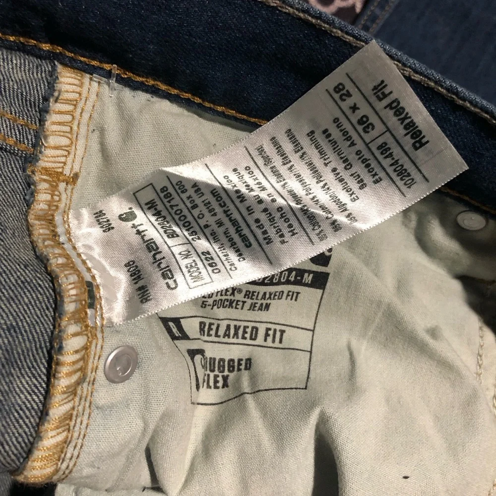 Carhartt BD2804M Mens 36X28 Relaxed Fit Rugged Flex 5 Pocket Jeans Denim Blue - Picture 7 of 10